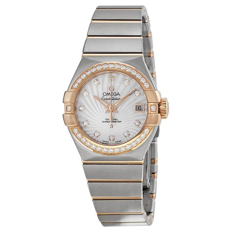 omega constellation ladies watch mother of pearl dial|omega diamond watches.